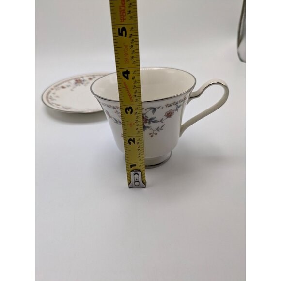 Adagio by Noritake Ivory 7237 Footed Cup Saucer Accented Formal Floral Vintage - Picture 5 of 17